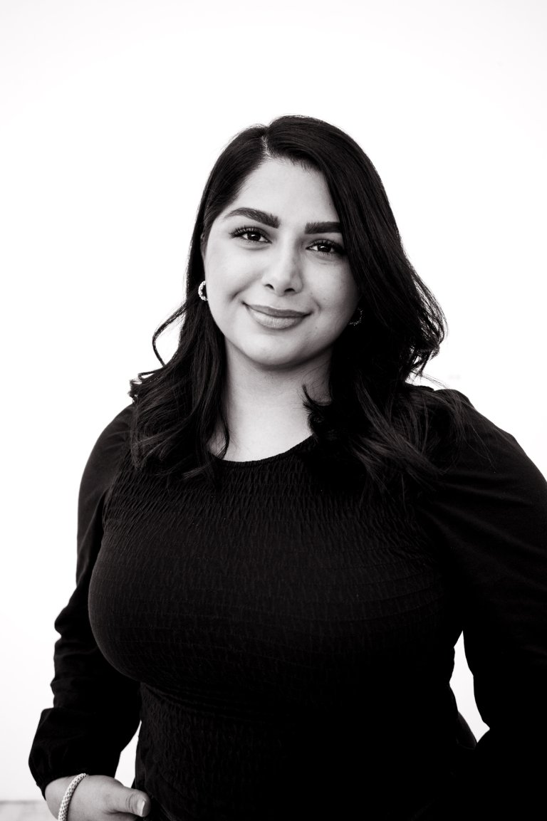 Black/white portrait of Halala Latif